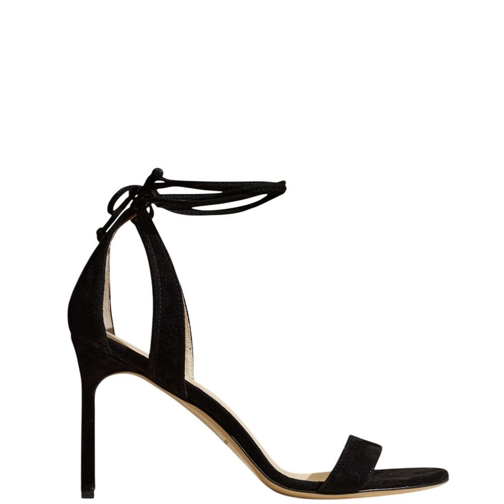 EUC $280 Margaux Banana Republic Black Suede Ankle Wrap Heels size 7.5
